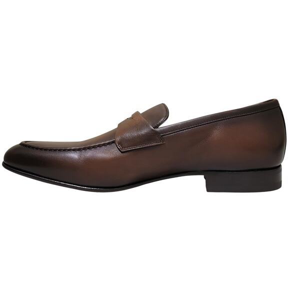 Santoni Men Darius Slip On Penny Loafers Size US 9.5 Brown Leather Made in Italy main image 5